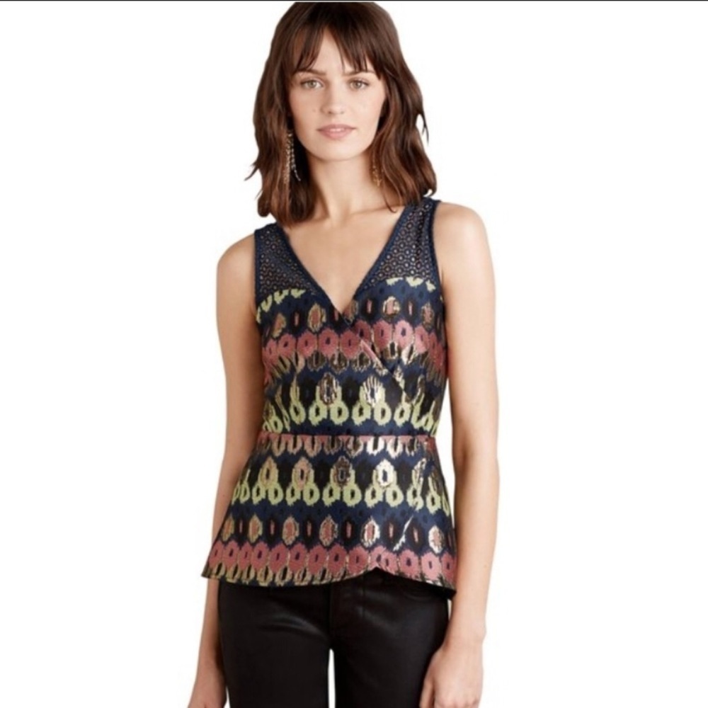 “HD IN PARIS” ANTHROPOLOGIE Metallic Jacquard Top